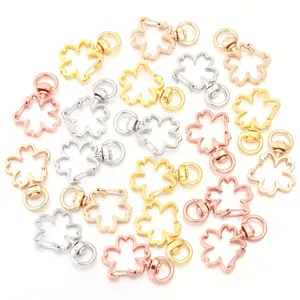 Metal cherry blossom keychains lobster clasps jewelry DIY craft accessories hardware parts