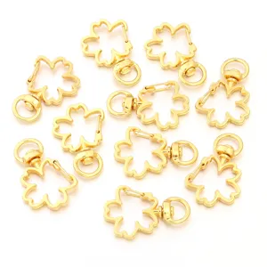 Gold alloy cherry blossom lobster clasps for DIY jewelry making keychains accessories.