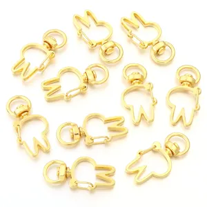 Gold metal rabbit lobster clasp keychain DIY handmade jewelry making accessories charms.