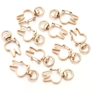 Gold metal rabbit shape lobster clasps swivel keychains DIY craft jewelry making accessories