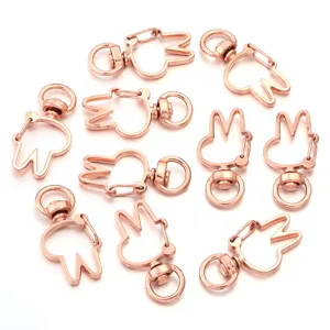 Rose gold rabbit shape metal swivel keychain clasps for DIY handmade jewelry accessories