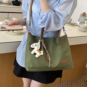 Femme Cuir PU Nylon Cabas Décontracté Commutation Sac à Bandoulière Élégant Minimaliste Sac à Main Poignée Supérieure Sac Bandoulière