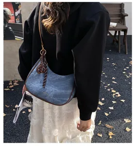 Borsa a tracolla hobo in stile coreano autunno inverno moda borsa a mezzaluna per donna
