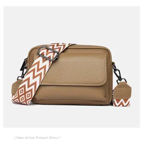 Bolso Bandolera Mujer Patrón Lichi Cuero Bolso de Hombro Multi-Bolsillos Casual Estilo