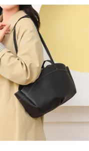 Sac cabas bandoulière noir élégant pour femme, grand sac à main décontracté pour le travail.