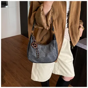 Donna retro distressed hobo borsa a spalla autunno inverno elegante mezzaluna tracolla