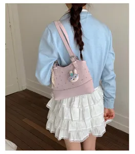 Pink shoulder bag for women cute floral print crossbody bag casual daily commute handbag