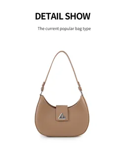 Brown crescent shoulder bag underarm bag stylish chic minimalist designer handbag