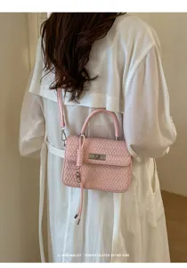 Bolso de hombro tejido de color sólido estilo coreano elegante bolso de mano