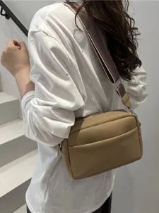Stylish women crossbody bag solid color PU leather small shoulder bag casual daily purse