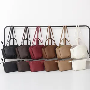 Femme grand sac cabas épaule décontracté PU cuir sac à main ensemble multicolore pour le travail