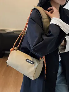 Women Waterproof PU Leather Cylindrical Pillow Bag Casual Korean Style Solid Color Shoulder Crossbody Bag Daily Handbag