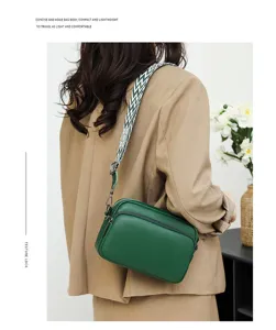 Women solid color lychee pattern shoulder crossbody bag, compact square bag with wide strap.