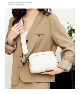 Women solid color litchi pattern minimalist crossbody bag casual shoulder small square bag