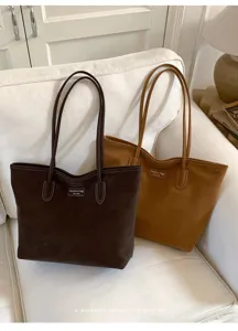 Classic suede tote bag large capacity retro shoulder bag for women daily commute style