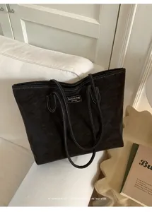 Vintage suede tote bag large capacity shoulder bag retro casual commuting underarm bag detail