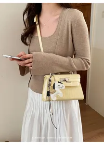 Stylish yellow crocodile pattern leather shoulder bag classic kelly design for women daily use