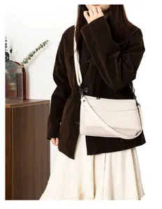 Genuine leather women shoulder crossbody bag minimalist design stylish daily casual use purse.