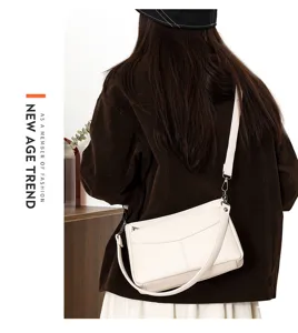 Stylish genuine leather shoulder bag for women, top layer cowhide crossbody bag with flap.