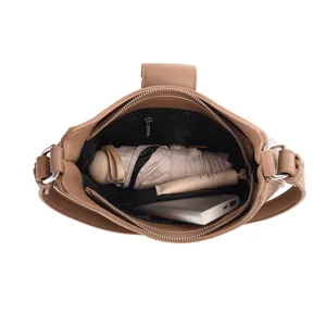 Korean style high texture brown crescent shoulder bag minimalist women underarm hobo bag
