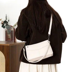 Women Genuine Leather Shoulder Bag Commuter Top Handle Handbag Minimalist Soft Cowhide Crossbody Bag