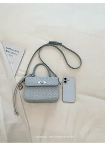 Elegante bolso de hombro de cuero tejido azul claro mini bolso de mujer elegante