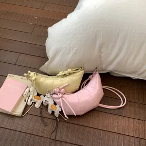 Korean minimalist croissant crossbody bag stylish leather dumpling bag for women everyday