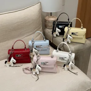 Women's PU Leather Shoulder Bag Luxury Stone Pattern Top Handle Satchel Retro Casual Daily Handbag with Metal Lock