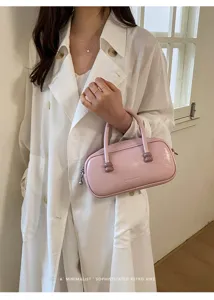 Sac à main bowling rose pour femme style rétro minimaliste bandoulière élégant chic
