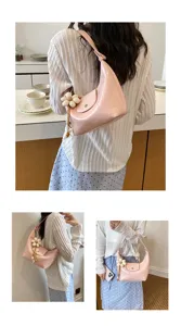 Elegante borsa a tracolla in vernice rosa da donna, borsa casual alla moda per il commuting.