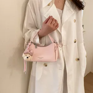Women Fashion PU Leather Shoulder Bag Casual Commuter Small Square Handbag Minimalist Crossbody Bag Daily Use
