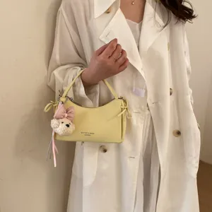 Stylish minimalist yellow women handbag shoulder bag commuter casual small square bag