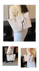 Borsa shopper in tela con ciondolo cavallo, grande capacità borsa a spalla donna.
