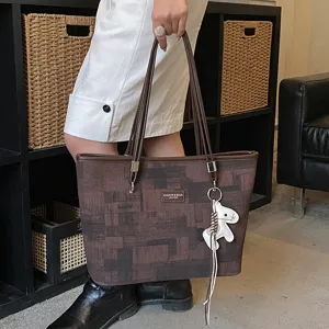 Borsa tote da commuter stile coreano grande capacità con grazioso ciondolo cavallo