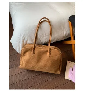 Bolso tote de ante marrón para mujer, bolso de hombro elegante de gran capacidad Boston.