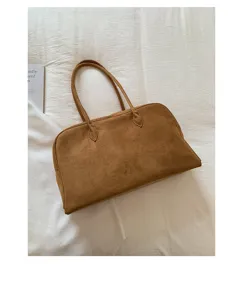 Elegante bolso de ante marron con gran capacidad bolso de hombro boston para mujer moda