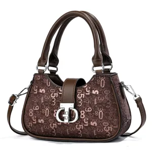 Classic brown digital print women handbag luxury design crossbody shoulder bag for daily use