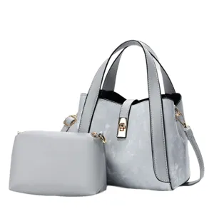 Gray two-piece women's handbag set crossbody bag casual daily commute elegant style main image