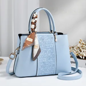 Sac à Main Supérieur en Cuir PU Gaufré Style Chinois Sac Bandoulière Grand Commuter Vintage pour Femme Mode