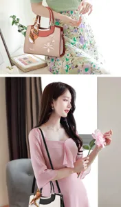 Elegant embroidered women handbag shoulder bag stylish floral print top handle bag for daily use