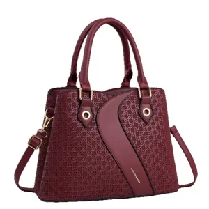 Large capacity fashion color-blocking handbag woven textured cross-body women bag main view