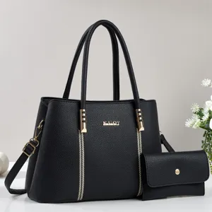 Women's Fashion PU Leather Crossbody Bag Large Capacity Casual Shoulder Handbag Commuter Tote With Small Purse Set