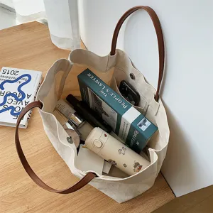 Large capacity canvas tote bag for women, casual shoulder bag and stylish handbag for daily use.