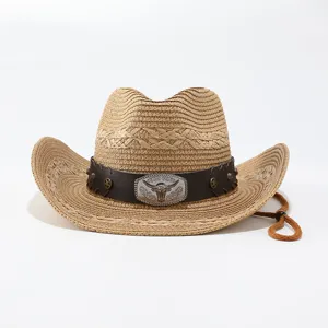 Chapeau de cowboy western en paille classique pour hommes et femmes, fedora de soleil.