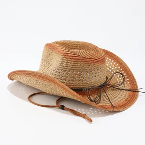 Heren Zomer Stro Western Cowboy Hoed Zonbescherming Brede Rand Vintage Strand Hoed