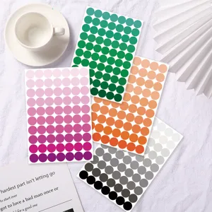 Macaron solid color round dot index marker sticker sheets for notebook file organization.