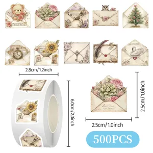 Autocollants en rouleau d'enveloppe vintage, 500 pcs étiquettes décoratives de journal intime