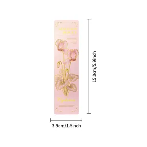 Pink floral paper bookmark ins style delicate gold foil reading page marker for book lovers