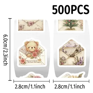 Détail de rouleau d'autocollant d'enveloppe vintage avec dimensions et design d'ours
