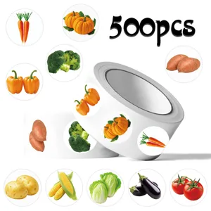 Rotolo di Adesivi di Verdure Realistiche Per Bambini Cognizione del Cibo Educativo Adesivo Rotondo Etichette Sigillanti Decorative